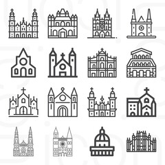 Poster - 16 pack of church building  lineal web icons set