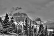 Black and White of Snow and Rugged Moutain of Glacier National Park