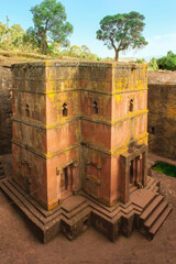 Wall Mural - Monolithic rock-cut Church of Bete Giyorgis (Saint George), Unesco World Heritage Site, Lalibela, Amhara region, Northern Ethiopia