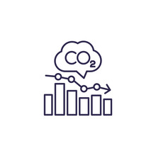 Co2, Carbon Emissions Levels Chart Line Icon