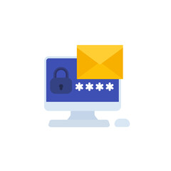 Poster - mail access, authentication with password icon, vector