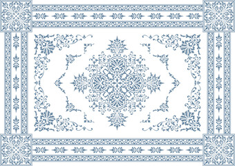 Wall Mural - vintage ornament set. borders and frames.