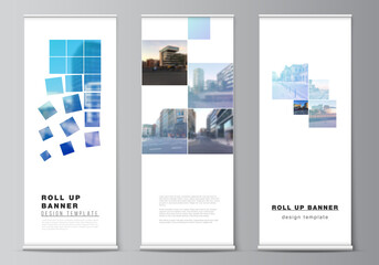 Poster - vector layout of roll up mockup design templates for vertical flyers, flags design templates, banner