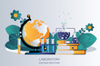 © makyzz - Laboratory equipment banner. Concept for science, medicine and knowledge. Research concept. Flat vector illustration