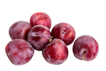 Juicy fresh plum close-up on a white isolated background.