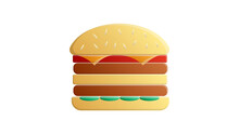 Burger On A White Background, Vector Illustration. Double Burger With Double Filling. Meat, Cheese, Green Filling. Hearty Lunch. Fast Food To Satisfy Hunger