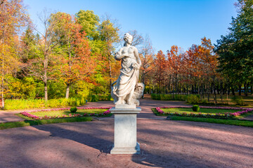 Statue of Peace in Pavlovsky park in autumn, Pavlovsk, Saint Petersburg, Russia