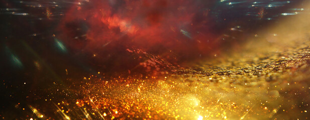 background of abstract gold and black glitter lights. defocused