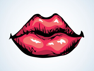 Wall Mural - Lips. Vector drawing icon sign