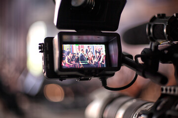 Wall Mural - Film industry. detail of Video camera. Broadcasting and Recording with Digital Camera