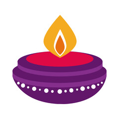 Sticker - diwali candle flat style icon