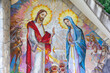 Medjugorje, BiH. 2016/6/5. Mosaic of the Wedding in Cana as the Second Luminous Mystery of the Rosary. Sanctuary of Our Lady of Medjugorje.