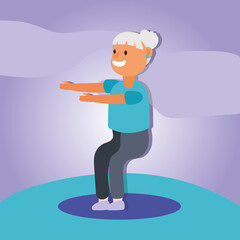 Wall Mural - old woman practicing exercise active senior character