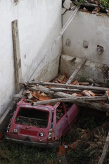 Poster - Abandoned house with a car inside