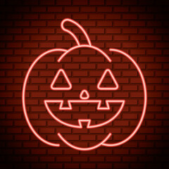 Sticker - happy halloween pumpkin in neon light