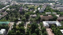 Aerial View Of St. Nicholas Church On Moscow Parkway. VDNH Overpass