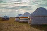 Fototapeta  - one and several yurts in the Kazakh steppe