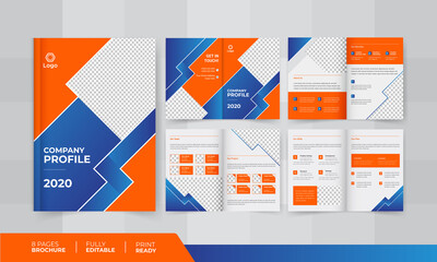 Wall Mural - 8 pages creative business brochure template design for business promotion	
