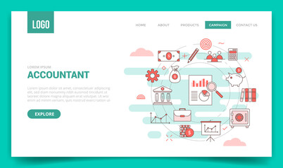 accountant concept with circle icon for website template or landing page banner homepage