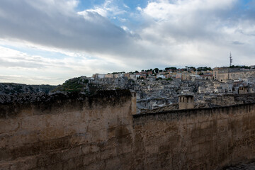 Wall Mural - view of the sassi of Matera city located on a rocky outcrop in Basilicata