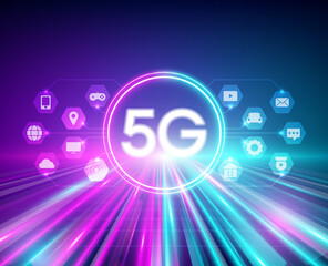 Canvas Print - 5g high speed wireless network concept. things and services icons connection, internet of things, 5g