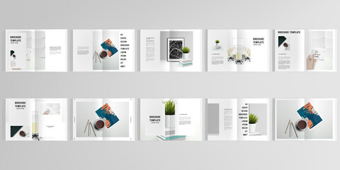 3d realistic vector layout of cover mockup design templates for A4 bifold brochure, cover design, book design, magazine, brochure cover. Home office concept, study or freelance, working from home.