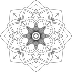 Easy Mandala coloring book simple and basic for beginners, seniors and children. Set of Mehndi flower pattern for Henna drawing and tattoo. Decoration in ethnic oriental, Indian style.