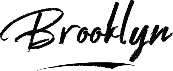 Sticker - Brooklyn-Female name Modern Brush Calligraphy on White Background