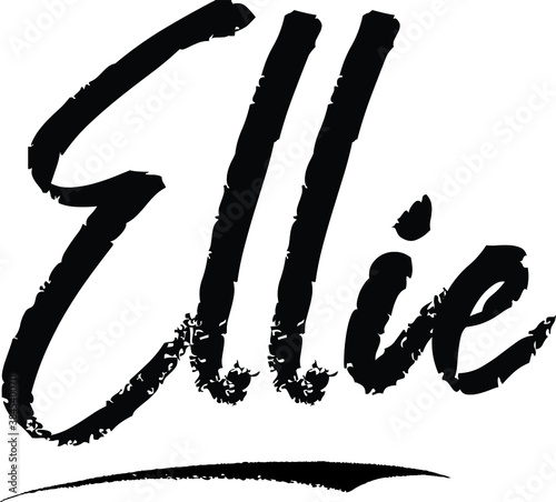 Fotografía Ellie-Female name Modern Brush Calligraphy on White Background