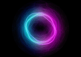 Wall Mural - neon circle, abstract plasma electrical background
