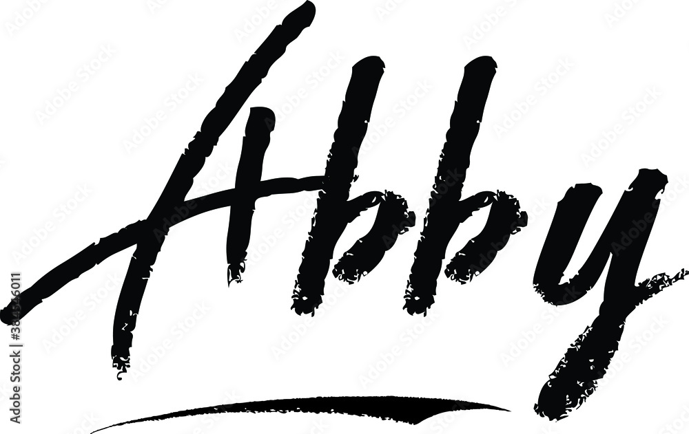 Abby-Female name Modern Brush Calligraphy on White Background Stock ...