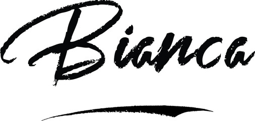 Poster - Bianca-Female name Modern Brush Calligraphy on White Background