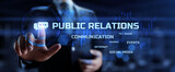 Fototapeta Mapy - PR Public relation management. Business communications concept.
