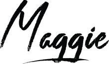Maggie Female Name Modern Brush Calligraphy On White Background