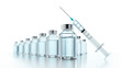 © peterschreiber.media - Influenza vaccine concept with syringe and bottles of vial with copy space  - 3D illustration