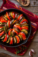 Cooked vegetable ratatouille, traditional french vegetable dish