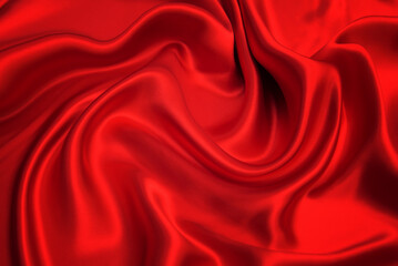 Wall Mural - Red silk or satin luxury fabric texture can use as abstract background. Top view.