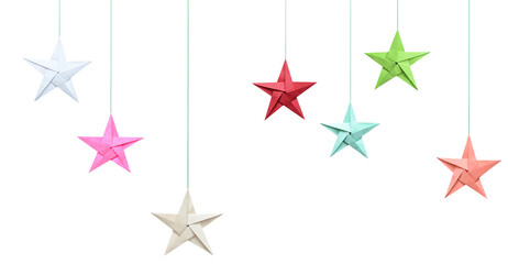 Wall Mural - Haning origami stars with string