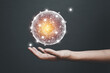 © Kiattiporn - Woman hands holding global network connections and technology innovative in science and Vr communication concept.
