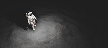 Astronaut Doing Space Walk On Moon.