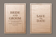 © Anna R - Abstract luxury wedding invitation design or card templates for birthday greeting or certificate or poster with beige wooden textured background.
