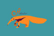 Silhouette vector anteater with orange color on bright background perfect for print. Animal in zoo of safari animal     
