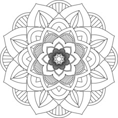 Easy Mandala coloring book simple and basic for beginners, seniors and children. Set of Mehndi flower pattern for Henna drawing and tattoo. Decoration in ethnic oriental, Indian style.