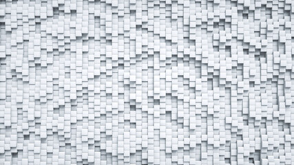 Wall Mural - Light wall of cubes. White 3D rendering background
