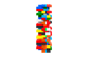 Poster - Letter I from colorful building toy blocks, 3D rendering