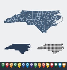 Wall Mural - Set maps of North Carolina state