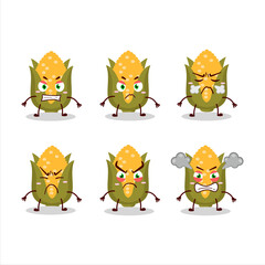 Wall Mural - Corn cartoon character with various angry expressions