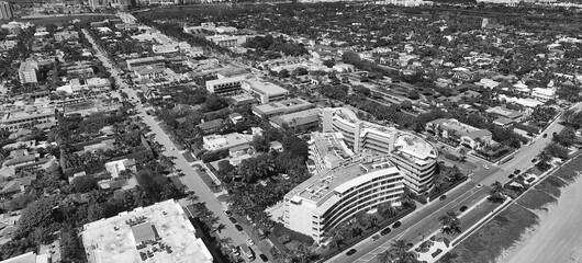 Poster - Aerial view of Fort Lauderdale skyline in slow motion from drone, Florida.