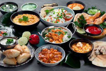 Assortment Indian recipes food various.