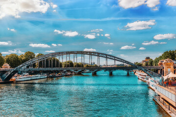 Wall Mural - PARIS, FRANCE - JULY 09, 2016 : City views of one of the most beautiful cities in the world - Paris. Austerlitz Bridge.